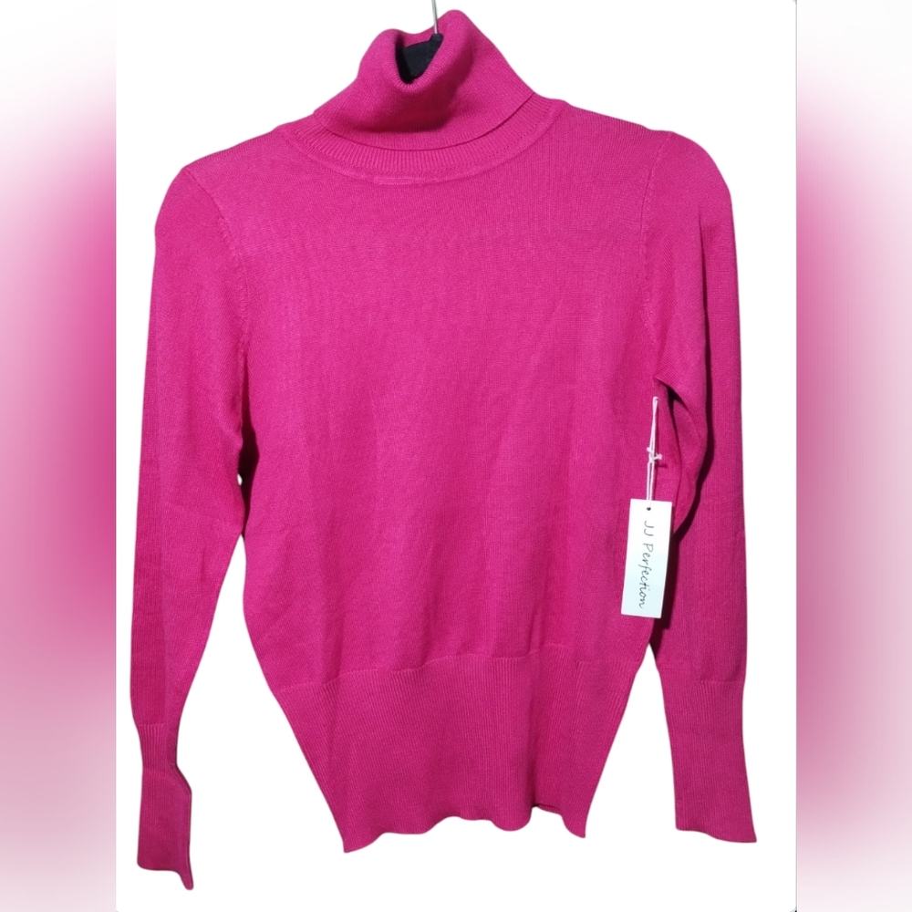 hot pink turtleneck long sleeve